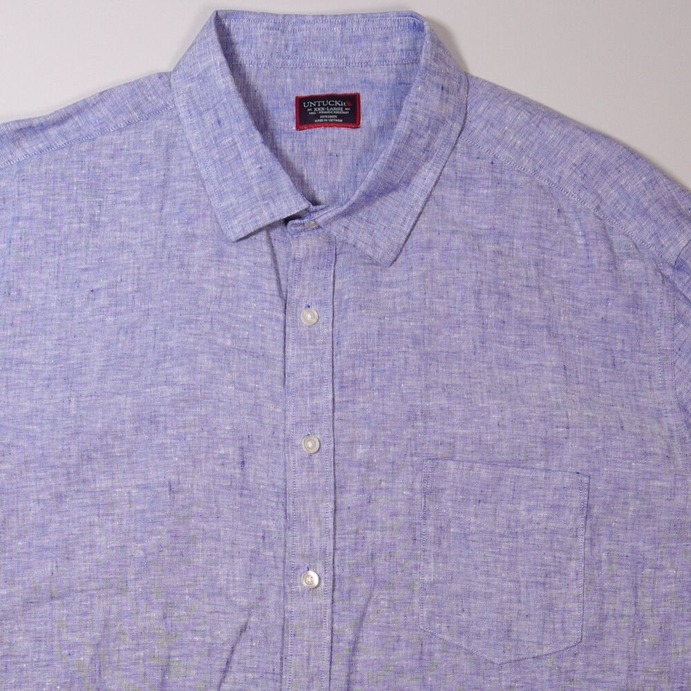 UNTUCKit Long Sleeve Shirt Mens 3XL Blue 100% Linen Vin Santo Button Down XXXL